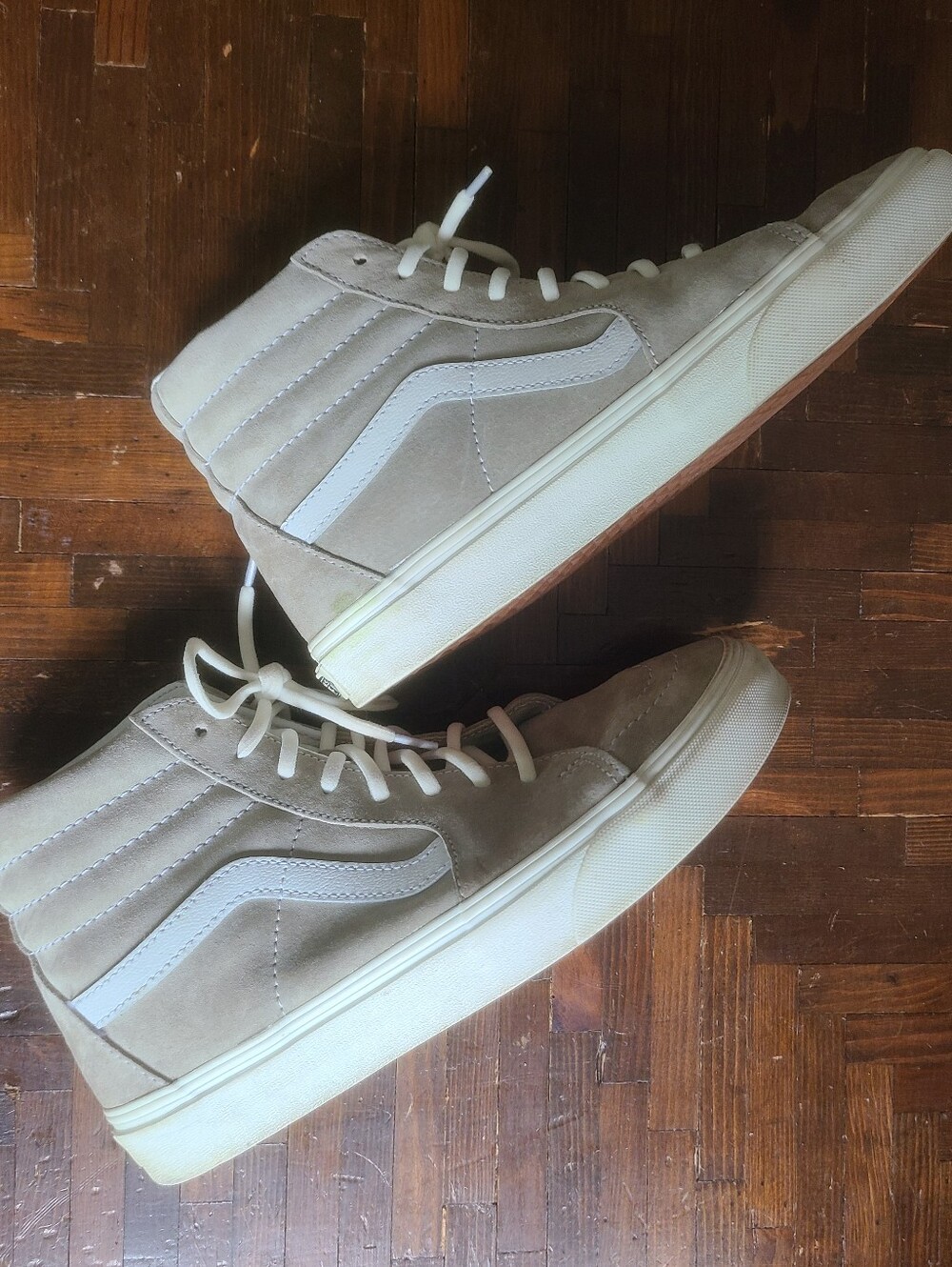 Vans Sk8 Tapered High-Top Suede Sneaker Moss Gray with Snow White